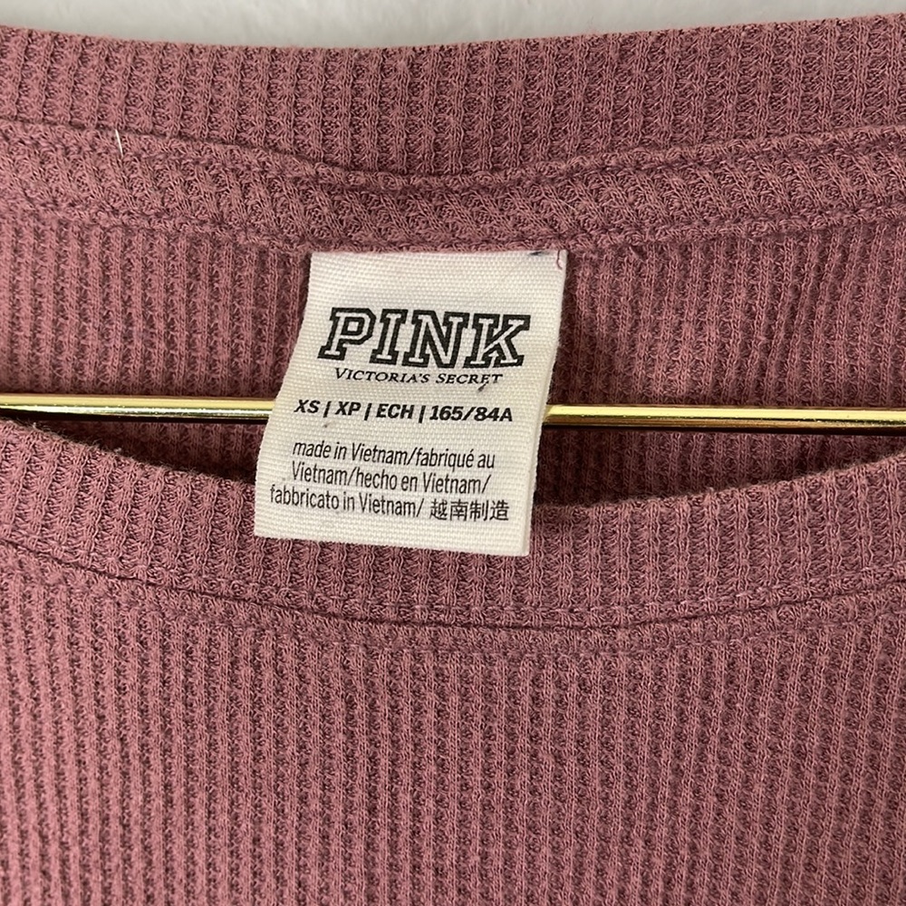 PINK Victoria's Secret Purple Long Sleeve Waffle Thermal Top - Picture 4 of 6